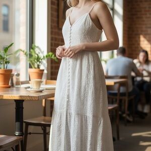 Alice + Olivia White Eyelet Maxi Dress